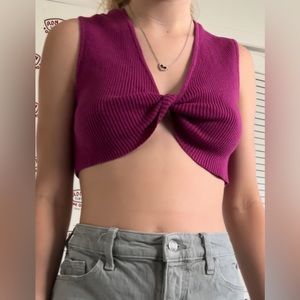 purple twisted crop top, size M, brand is wildfable